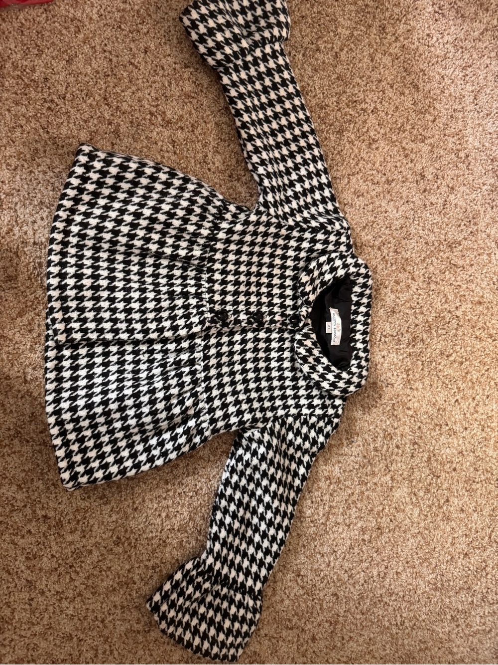 Girls' Black & White Houndstooth Peplum Coat - Baileys Blossoms